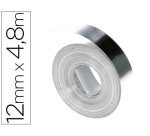 Cinta dymo aluminio 12mm x 4,8mt sin adhesivo para rotuladora