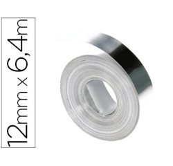 Cinta dymo acero inoxidable 12mm x 6,40mt sin adhesivo para rotuladora