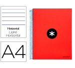 Cuaderno espiral a4 micro antartik tapa forrada 120h 90 gr horizontal 5 bandas 4 taladros color rojo