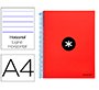 Cuaderno espiral a4 micro antartik tapa forrada 120h 90 gr horizontal 5 bandas 4 taladros color rojo