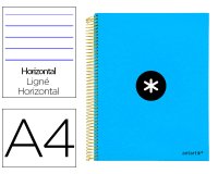 Cuaderno espiral a4 micro antartik tapa forrada 120h 90 gr horizontal 5 bandas 4 taladros color azul