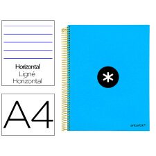 Cuaderno espiral a4 micro antartik tapa forrada 120h 100 gr horizontal 5 bandas 4 taladros color azul