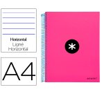 Cuaderno espiral a4 micro antartik tapa forrada 120h 90 gr horizontal 5 bandas 4 taladros color rosa