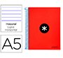 Cuaderno espiral a5 micro antartik tapa forrada 120h 90 gr horizontal 5 bandas 6 taladros color rojo