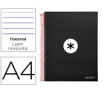 Cuaderno espiral a4 micro antartik tapa forrada 120h 90 gr horizontal 5 bandas 4 taladros color negro