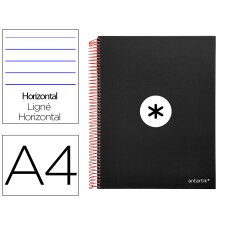 Cuaderno espiral a4 micro antartik tapa forrada 120h 90 gr horizontal 5 bandas 4 taladros color negro