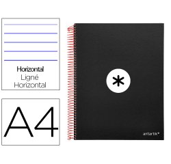Cuaderno espiral a4 micro antartik tapa forrada 120h 90 gr horizontal 5 bandas 4 taladros color negro