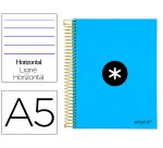 Cuaderno espiral a5 micro antartik tapa forrada 120h 100 gr horizontal 5 bandas 6 taladros color azul