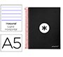 Cuaderno espiral a5 micro antartik tapa forrada 120h 90 gr horizontal 5 bandas 6 taladros color negro