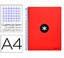 Cuaderno espiral a4 micro antartik tapa forrada 120h 90 gr cuadro 5mm 5 bandas 4 taladros color rojo