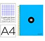 Cuaderno espiral a4 micro antartik tapa forrada 120h 90 gr cuadro 5mm 5 bandas 4 taladros color azul