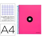 Cuaderno espiral a4 micro antartik tapa forrada 120h 90 gr cuadro 5mm 5 bandas 4 taladros color rosa