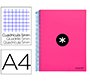 Cuaderno espiral a4 micro antartik tapa forrada 120h 90 gr cuadro 5mm 5 bandas 4 taladros color rosa