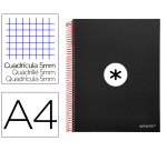 Cuaderno espiral a4 micro antartik tapa forrada 120h 90 gr cuadro 5mm 5 bandas 4 taladros color negro