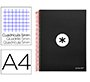 Cuaderno espiral a4 micro antartik tapa forrada 120h 90 gr cuadro 5mm 5 bandas 4 taladros color negro