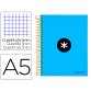 Cuaderno espiral a5 micro antartik tapa forrada120h 90 gr cuadro 5mm 5 bandas6 taladros color azul