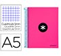 Cuaderno espiral a5 micro antartik tapa forrada 120h 90 gr cuadro 5mm 5 banda s 6 taladros color rosa