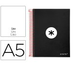 Cuaderno espiral a5 micro antartik tapa forrada 120h 90g liso con bandas 6 taladros color negro