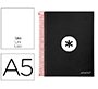 Cuaderno espiral a5 micro antartik tapa forrada 120h 90g liso con bandas 6 taladros color negro