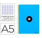 Cuaderno espiral liderpapel a5 antartik tapa dura 80h 100 gr cuadro 5mm con margen color azul