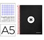 Cuaderno espiral a5 micro antartik tapa forrada120h 90 gr cuadro 5mm 5 bandas6 taladros color negro