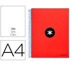 Cuaderno espiral a4 micro antartik tapa forrada 120h 90 gr liso con bandas 4 taladros color rojo