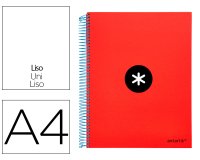 Cuaderno espiral a4 micro antartik tapa forrada 120h 90 gr liso con bandas 4 taladros color rojo