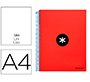 Cuaderno espiral a4 micro antartik tapa forrada 120h 90 gr liso con bandas 4 taladros color rojo