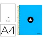 Cuaderno espiral a4 micro antartik tapa forrada 120h 90 gr liso con bandas 4 taladros color azul