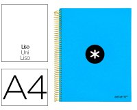 Cuaderno espiral a4 micro antartik tapa forrada 120h 90 gr liso con bandas 4 taladros color azul