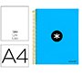Cuaderno espiral a4 micro antartik tapa forrada 120h 90 gr liso con bandas 4 taladros color azul