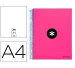 Cuaderno espiral a4 micro antartik tapa forrada 120h 90 gr liso con bandas 4 taladros color rosa fluor