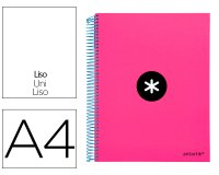Cuaderno espiral a4 micro antartik tapa forrada 120h 90 gr liso con bandas 4 taladros color rosa fluor