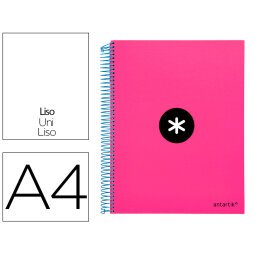 Cuaderno espiral a4 micro antartik tapa forrada 120h 90 gr liso con bandas 4 taladros color rosa fluor