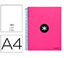 Cuaderno espiral a4 micro antartik tapa forrada 120h 90 gr liso con bandas 4 taladros color rosa fluor