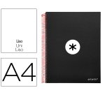 Cuaderno espiral a4 micro antartik tapa forrada 120h 90 gr liso con bandas 4 taladros color negro