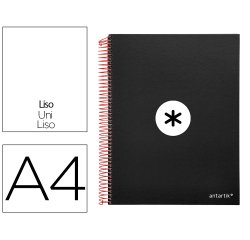 Cuaderno espiral a4 micro antartik tapa forrada 120h 90 gr liso con bandas 4 taladros color negro
