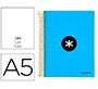 Cuaderno espiral a5 micro antartik tapa forrada 120h 90g liso con bandas 6 taladros color azul