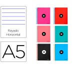 Cuaderno espiral a5 micro antartik tapa forrada 120 h 100g horizontal 5 bandas6 taladros colores surtidos
