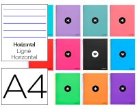 Cuaderno espiral a4 micro antartik tapa forrada 120h 90 gr horizontal 5 bandas 4 taladros colores surtidos