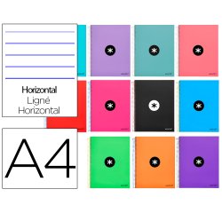 Cuaderno espiral a4 micro antartik tapa forrada 120h 90 gr horizontal 5 bandas 4 taladros colores surtidos