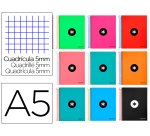 Cuaderno espiral a5 micro antartik tapa forrada120h 90gr cuadro 5mm 5 bandas 6 taladros colores surtidos