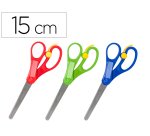 Tijeras escolares ergonómicas Liderpapel 15 cm con resorte para facilitar el corte