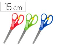 Tijeras escolares ergonómicas Liderpapel 15 cm con resorte para facilitar el corte