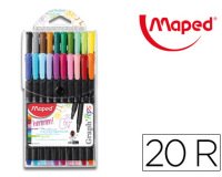 Rotulador maped punta de metal graph peps fine liner estuche de 20 colores surtidos
