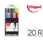 Rotulador maped punta de metal graph peps fine liner estuche de 20 colores surtidos