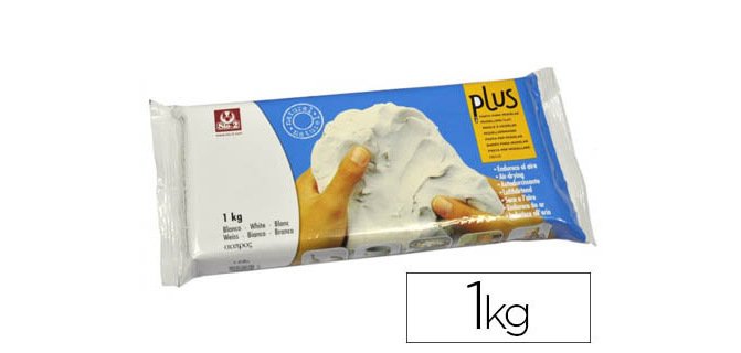 Arcilla sio-2 plus blanca endurece al aire paquete de 1 kg