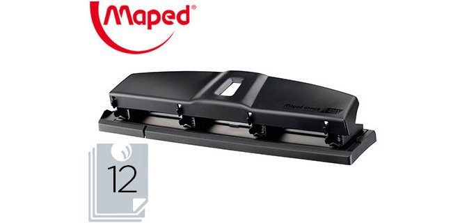 Taladrador maped essentials metal 4 taladros capacidad 12 hojas color negro