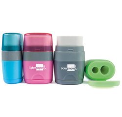 Sacapuntas liderpapel plastico 2 usos con goma