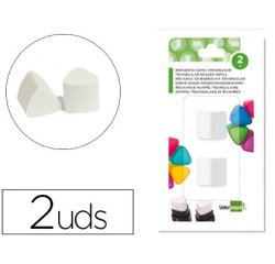 Repuesto goma liderpapel triangular con sacapuntas blister de 2 unidades